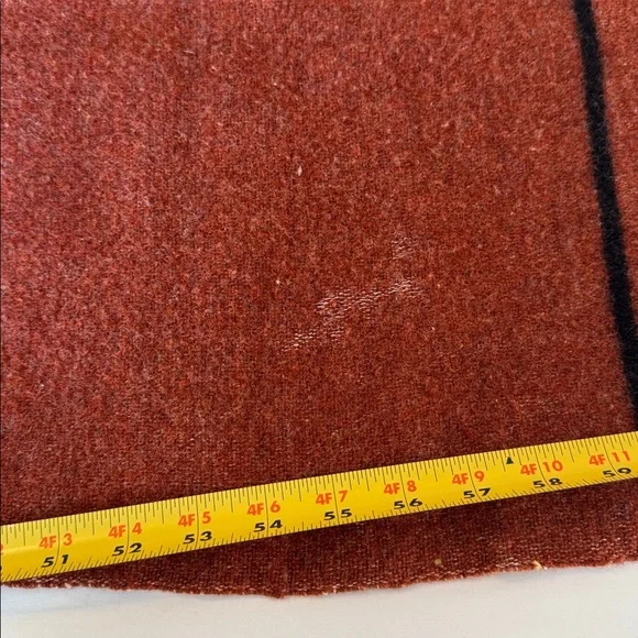 vintage 1930s Alpine wool train blanket in brick w/black, crimson & gold stripes - Picture 5 of 7